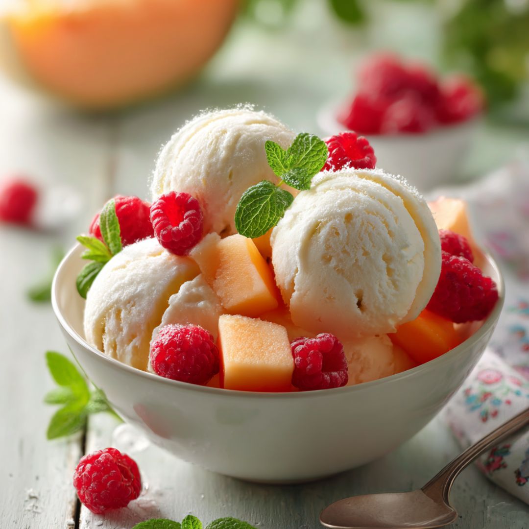 Joghurt-Eis mit Melone & Himbeeren – Fruchtig, Cremig & Ganz Einfach ... Joghurt-Eis mit Melone & Himbeeren – Fruchtig, Cremig & Ganz Einfach ...